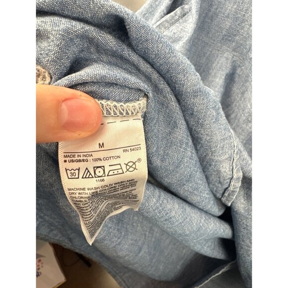 Women’s GAP Medium Light Blue Denim Midi Short Sleeve Dress - Picture 5 of 5